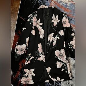 Dynamite Black Jacket with Pink Floral Pattern